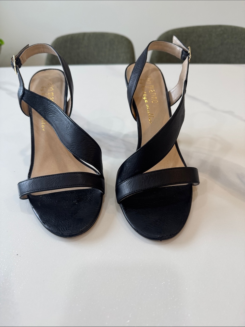 Ann Marino Black Crisscross Slingback Sandals - size 10